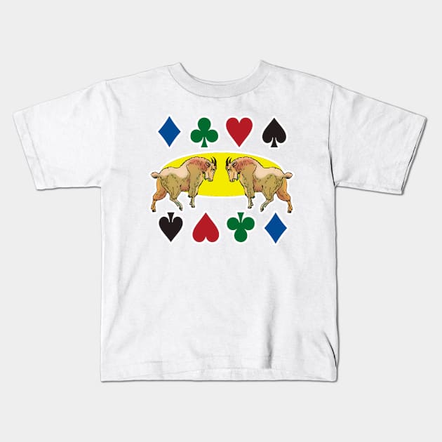 Goats hearts and playing cards Kids T-Shirt by Marccelus